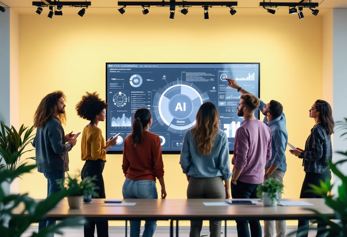 image of diverse team brainstorming (for an ai saas company)